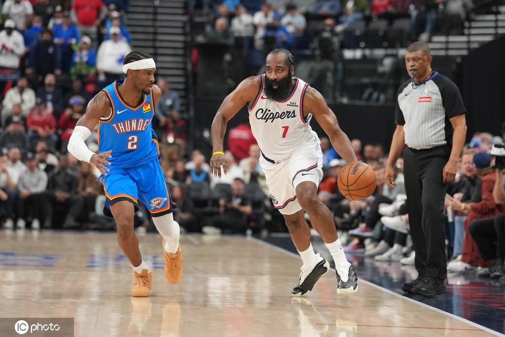 SGA30+4+12哈登空砍25分 雷霆破快船豪取8连胜